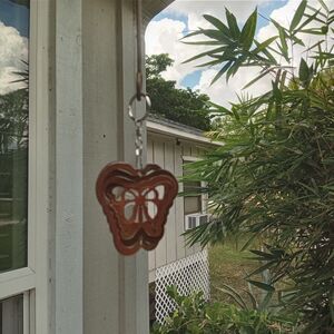 NWT Butterfly 3D Hanging Wind Spinner (1) Mini Brown Sparkle Enamel Metal Decor